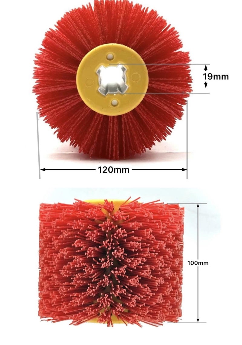 Signi Abrasive Nylon Drawing Wheel Drum Burnishing Brush for Wood polishing 1 Pack (60 Grrit, Red Color Nylon) - Image 5